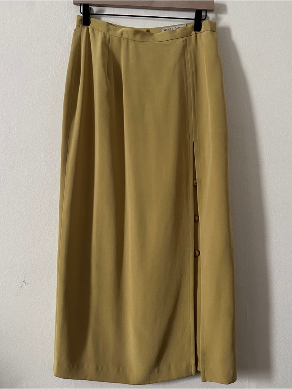 Kasper Olive Green Maxi Skirt with Side Button Slit